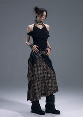 Punk Plaid Irregular A-line Skirt